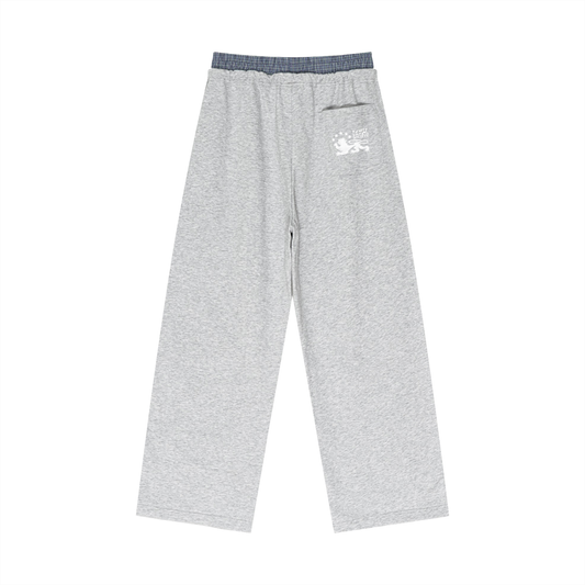 Plaid Contrast Waist Pants