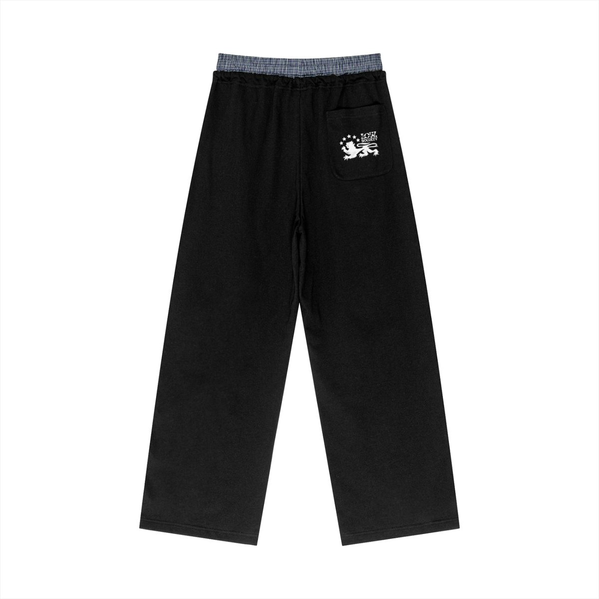 Plaid Contrast Waist Pants