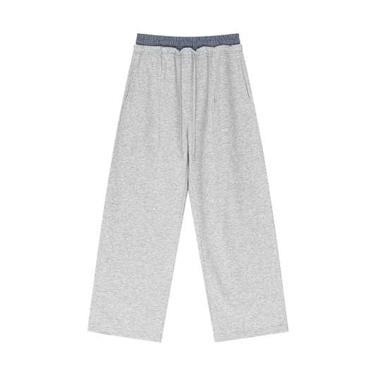 Plaid Contrast Waist Pants